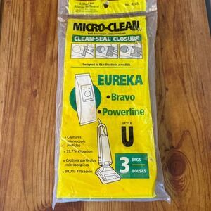 NEW Eureka Micro Clean Style U Vacuum Bags Clean Seal Closure‎ 3 Bags Unopened